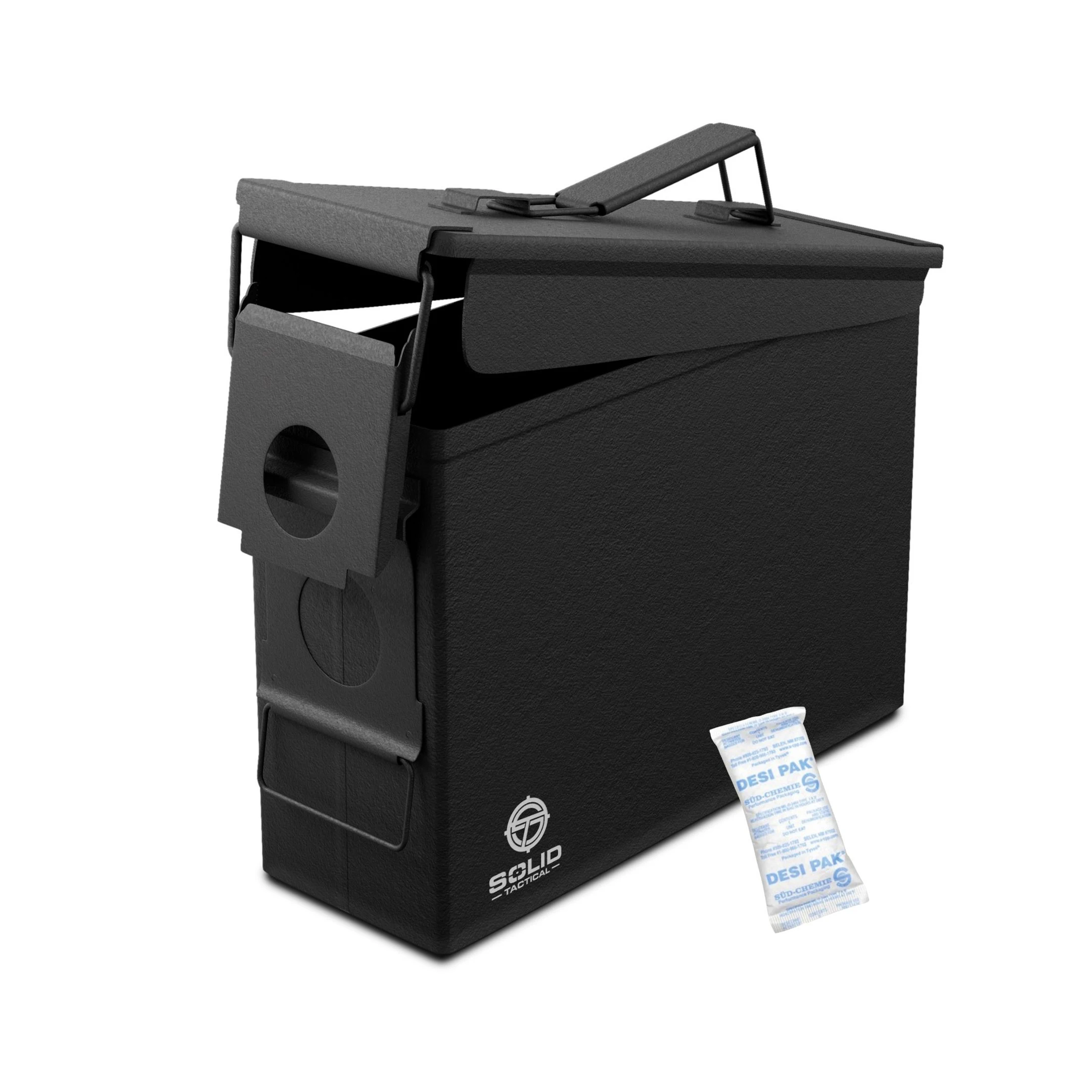 
Air and Water Tight and includes Desicant pack Black 30 Cal Steel Milspec M19A1 Ammo Can by Solid Tactical 