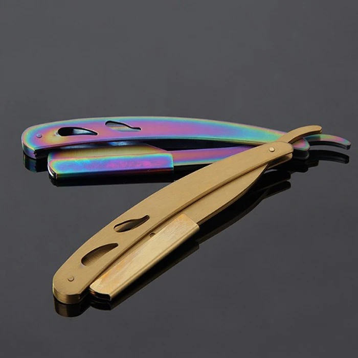 Wholesale barber supplies professional straight cut throat salon barber razor with wood handle