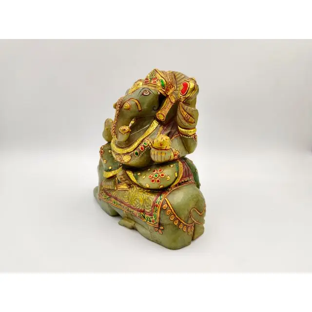 Green Aventurine Mouse Painting Ganesh Lord Ganesha Vinayaka Ganapati Statue carving labradorite stone