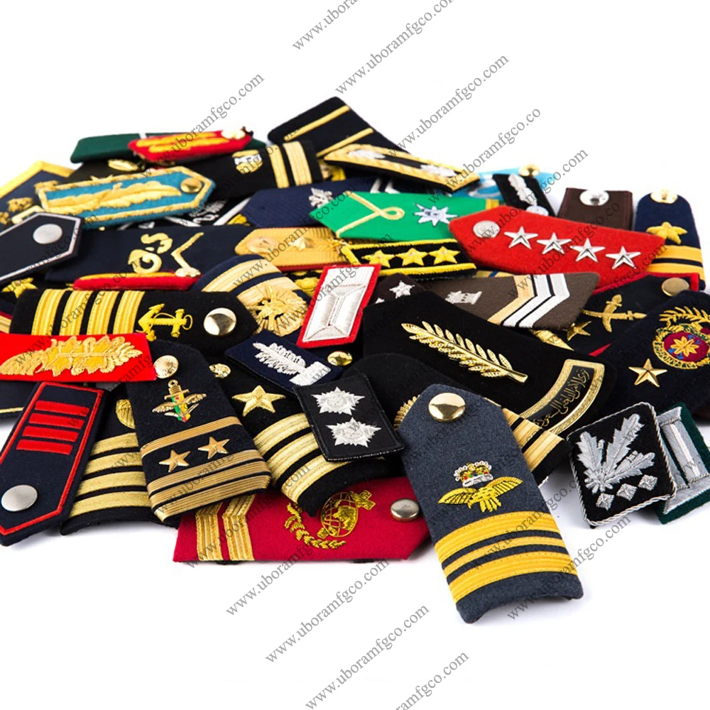 MILITARY GORGET EPAULETTE, POLICE OFFICER UNIFORM GORGET COLLAR PATCHES,GENERAL,ARMY,RANK,HAND EMBROIDERY BULLION WIRE,CUSTOM