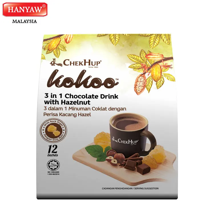[Malaysia] Fast Shipping + Halal Certified CHEK HUP Kokoo 3 in 1 Chocolate Drink with Hazelnut (40gx12sachetx20packet/Ctn)