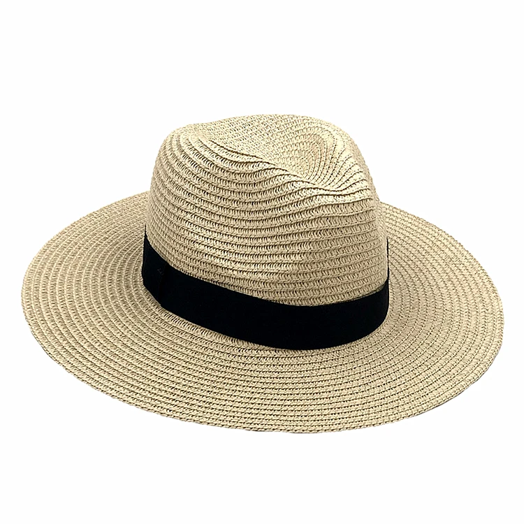 Summer Straw Sun Beach Paper Braid Sewn Cowboy Hat