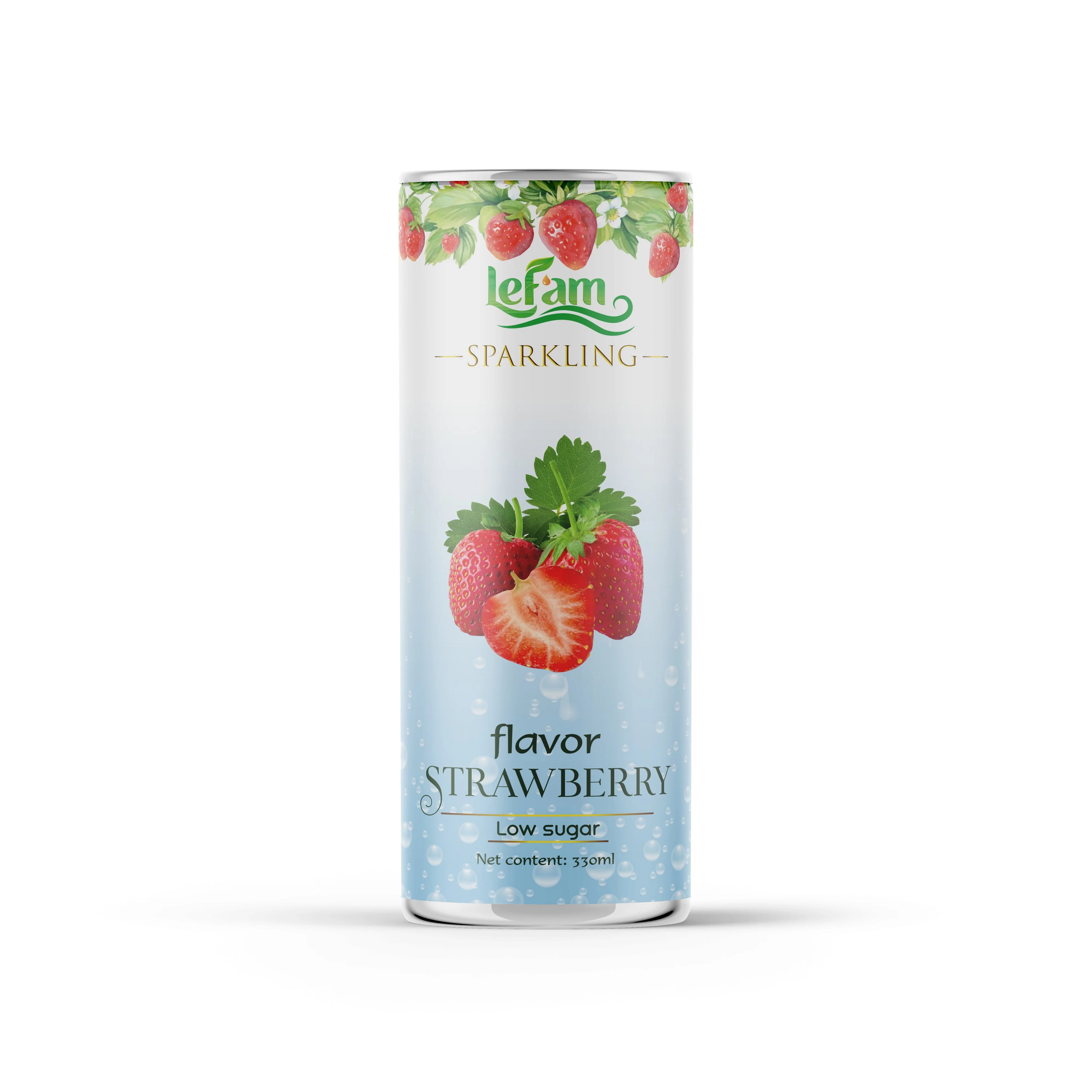 Sparkling Drink Strawberry Flavor Sparkling Water OEM ODM Natural Juice 330ml 11.2 Oz packing 12 cans Lefam 0084 96 345 2745