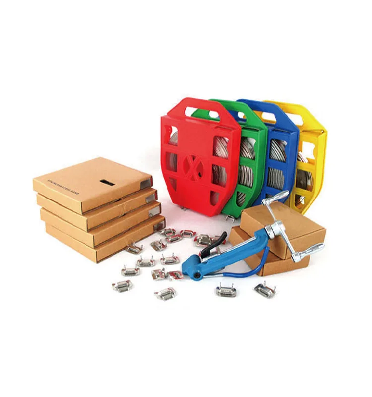 FTTH Accessories SS Strap 19*0.7*50m blue red color 3/4 TB type buckle stainless steel pole banding tool