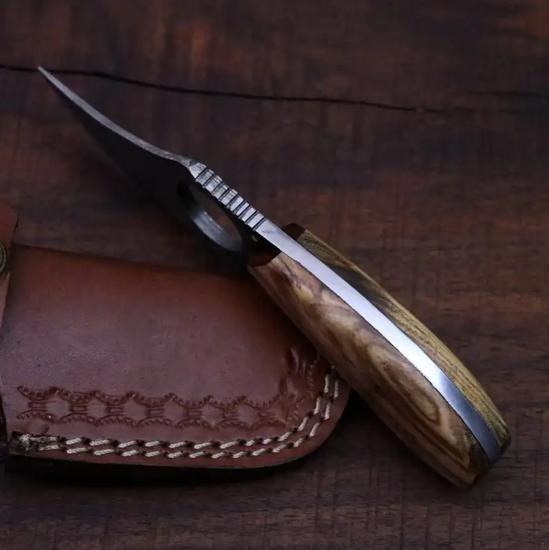 Дамасский нож с ручкой из оливкового дерева походный охотничий для выживания на коже рождественский подарок мужчин