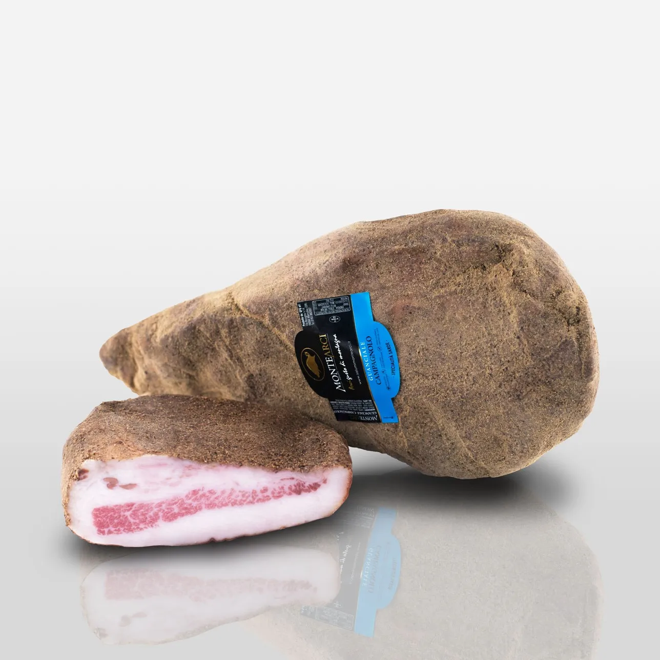 High-quality Italian cured PORK CHEEK LARD for importers, long-aged product flavoured with green peppercorn