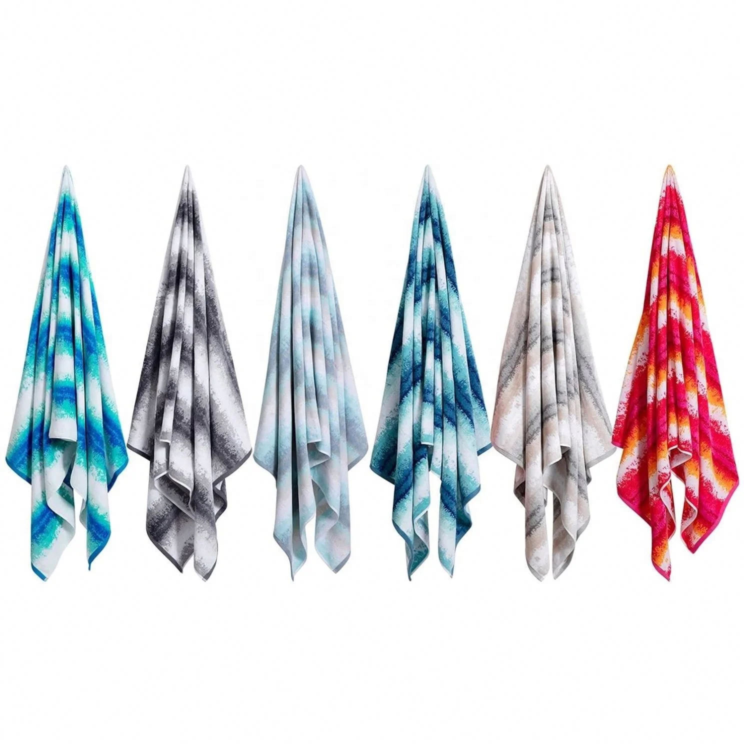 Wholesale Large Sand Free Stripe Cotton Custom Print Beach Towel With Long Loop