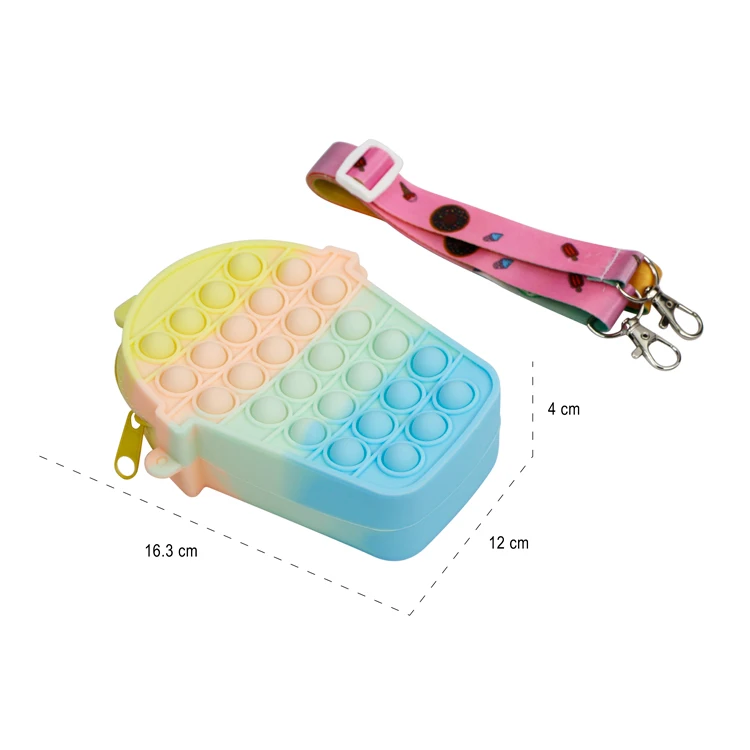 amazon hot sale pop push crossbody bag, fidget toy stress relief purse wallet bag, pop it stationery bag organizer for school