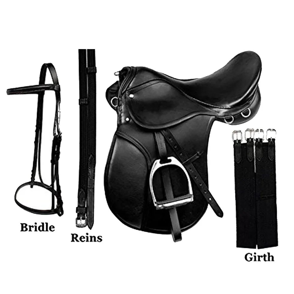 High Quality Horse Riding Leather Saddle Set Customize Blank Saddle Leather Saddle Set