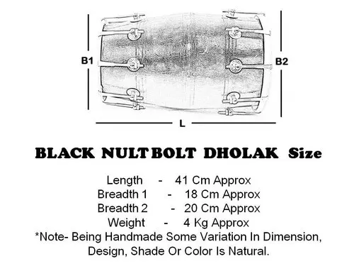 Индийская черная манговая гайка с болтом Dholak / Dholki ручной барабан перкуссионный