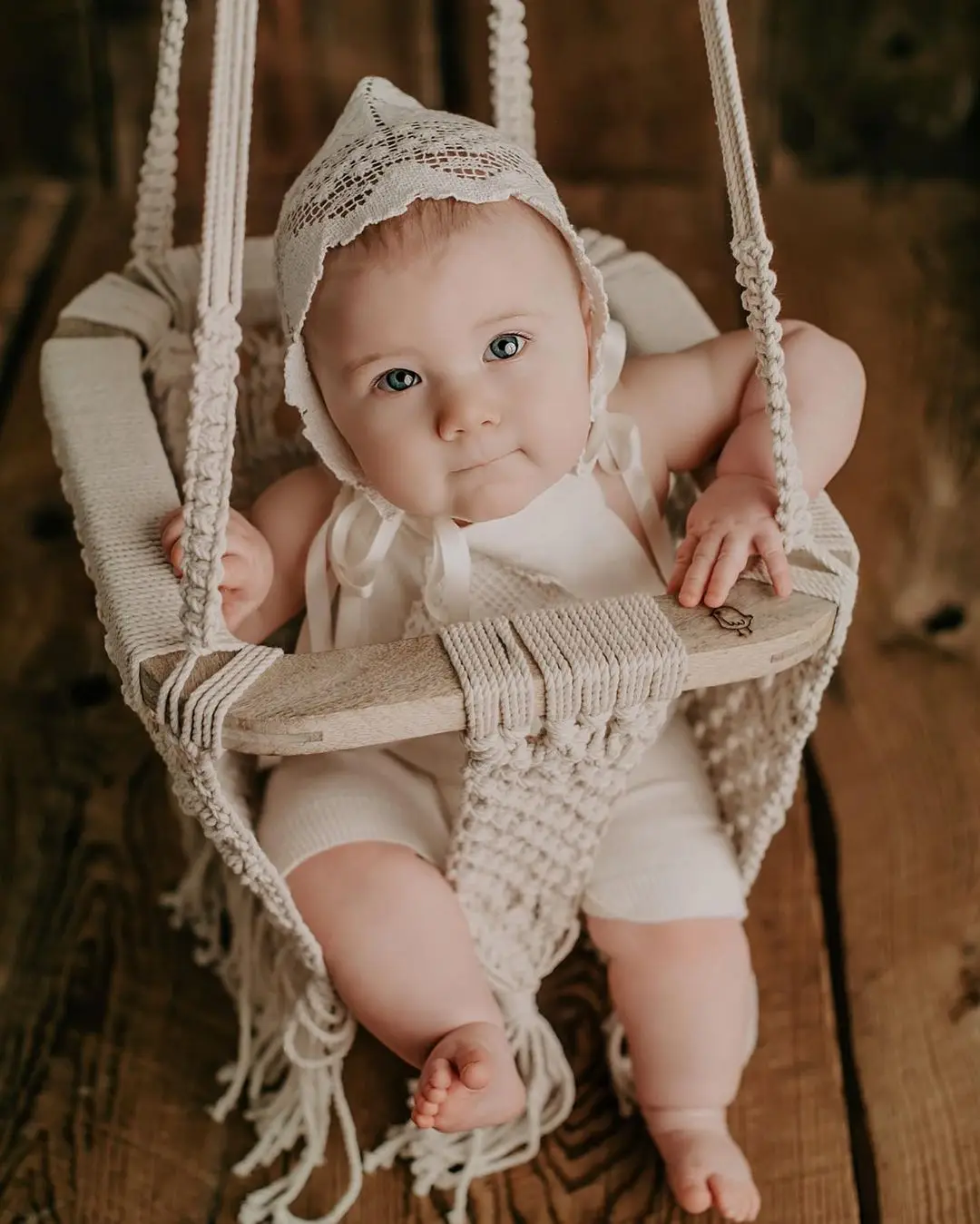 handmade macrame baby swing natural rope hammock for baby macrame swing chair for baby