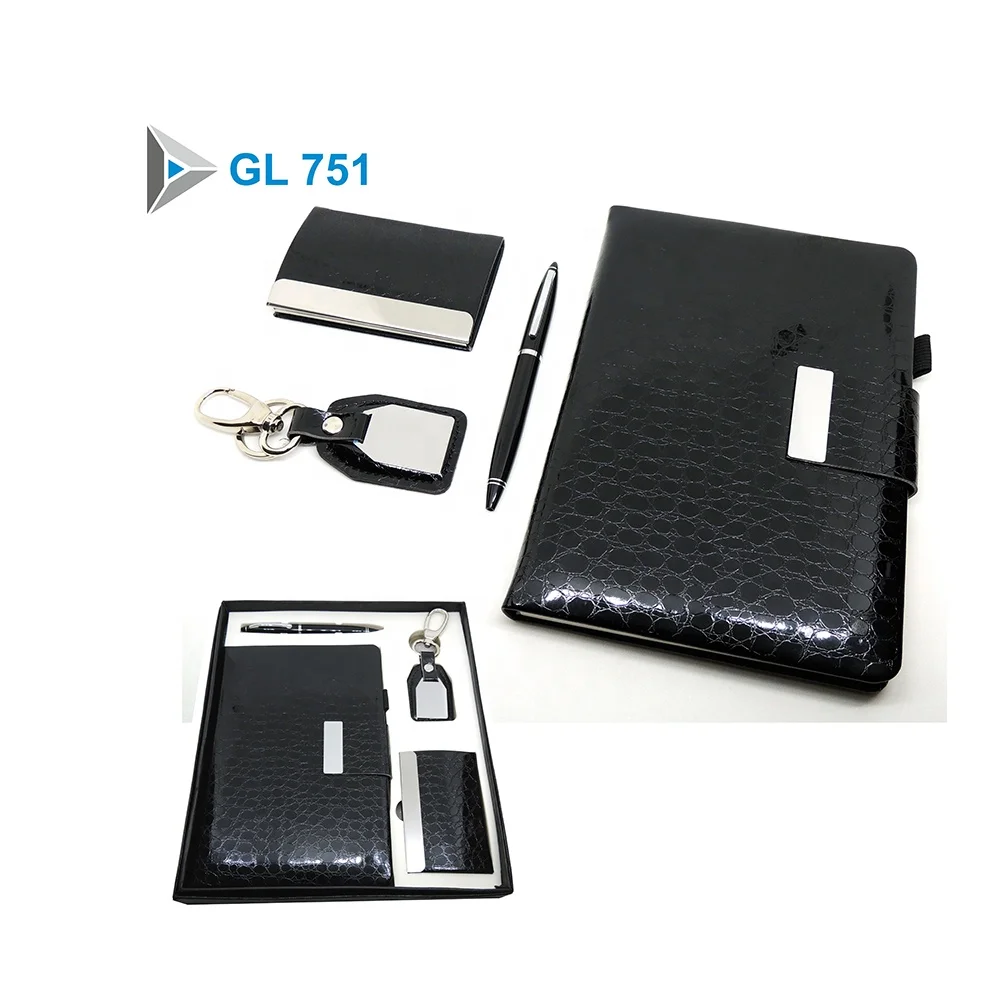 Wholesale Genuine Pure Leather Box Gift Ideas for Office Employees Wholesale Keychains Promotional Pen
