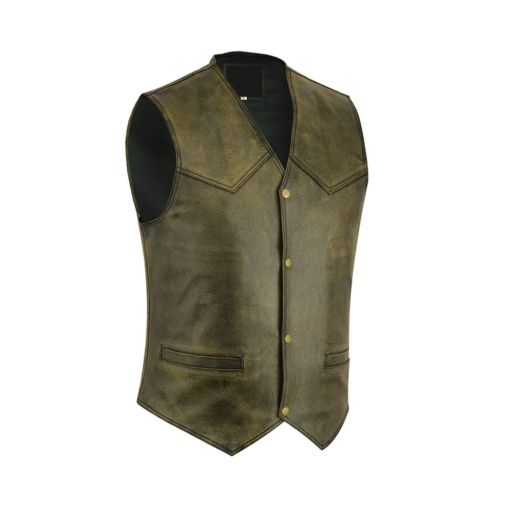 High Quality Stylish Classic Design Leather Vest For Men / Latest Model Comfortable And Breathable Leather Vest