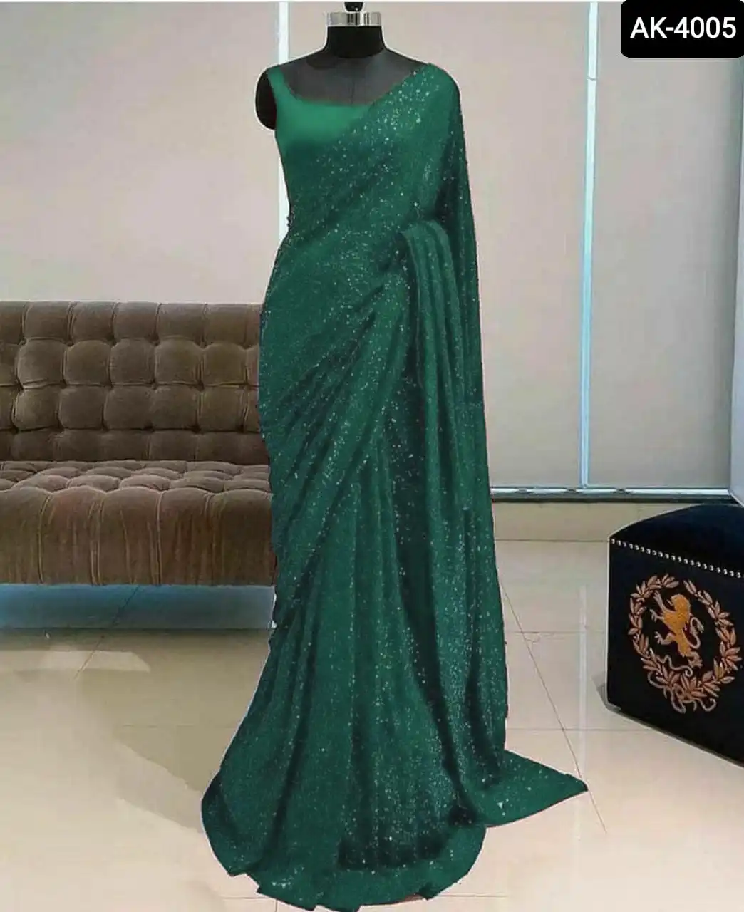 Indian Style Ethnic Wear Georgette Material Sequence Work Saree with Heavy Bangloriy Silk Lace Sequence Border Blouse for Women