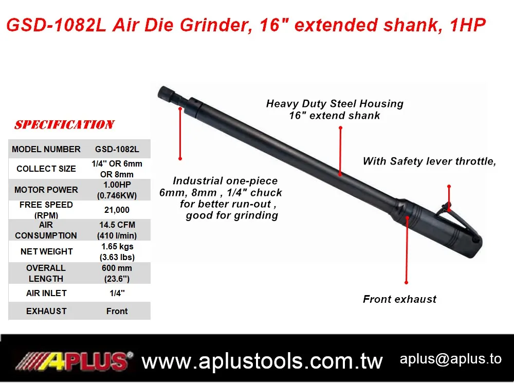 
GSD-1082L 6MM OR 8MM AIR STRAIGHT AIR DIE GRINDER,5