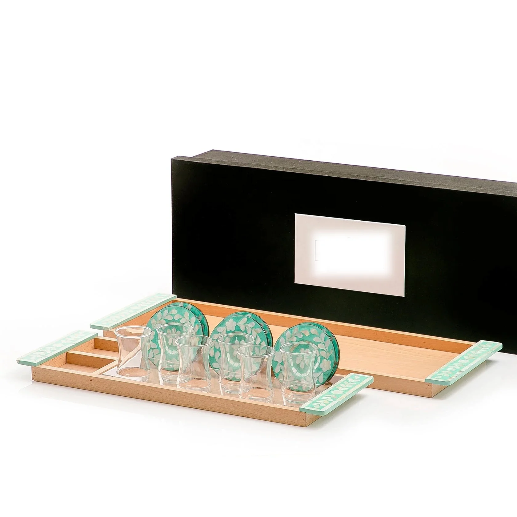 High quality modern Arabian chocolate mother of pearl tray made in Vietnam