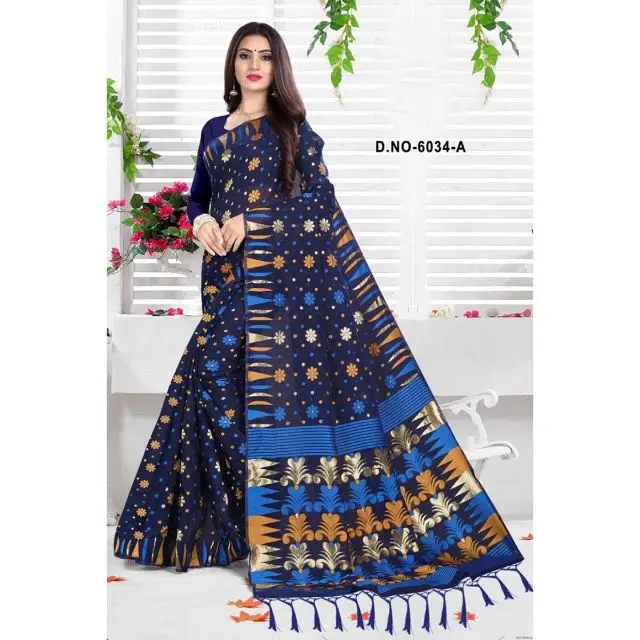 Indian Wholesale Daily Wear Printed Rich Cotton Saree With Blouse 4 Pieces Design Sarees 2021 Indian Traditional Wear