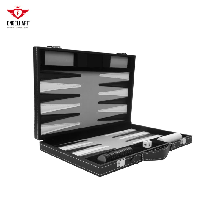 Longfield Games backgammon 11 inch set with wooden frame black, white and grey Educational toys for kids EU supplier Wholesale