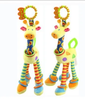 
2020 Baby plush toys kids giraffe toys Newborn plush ring Bed hanging bell holding toys 