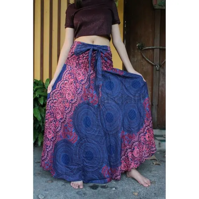 Bohochic женская обувь на каждый день с цветочным принтом; С эластичной резинкой талии новейшие длинные юбки для женщин женские пляжные богемные