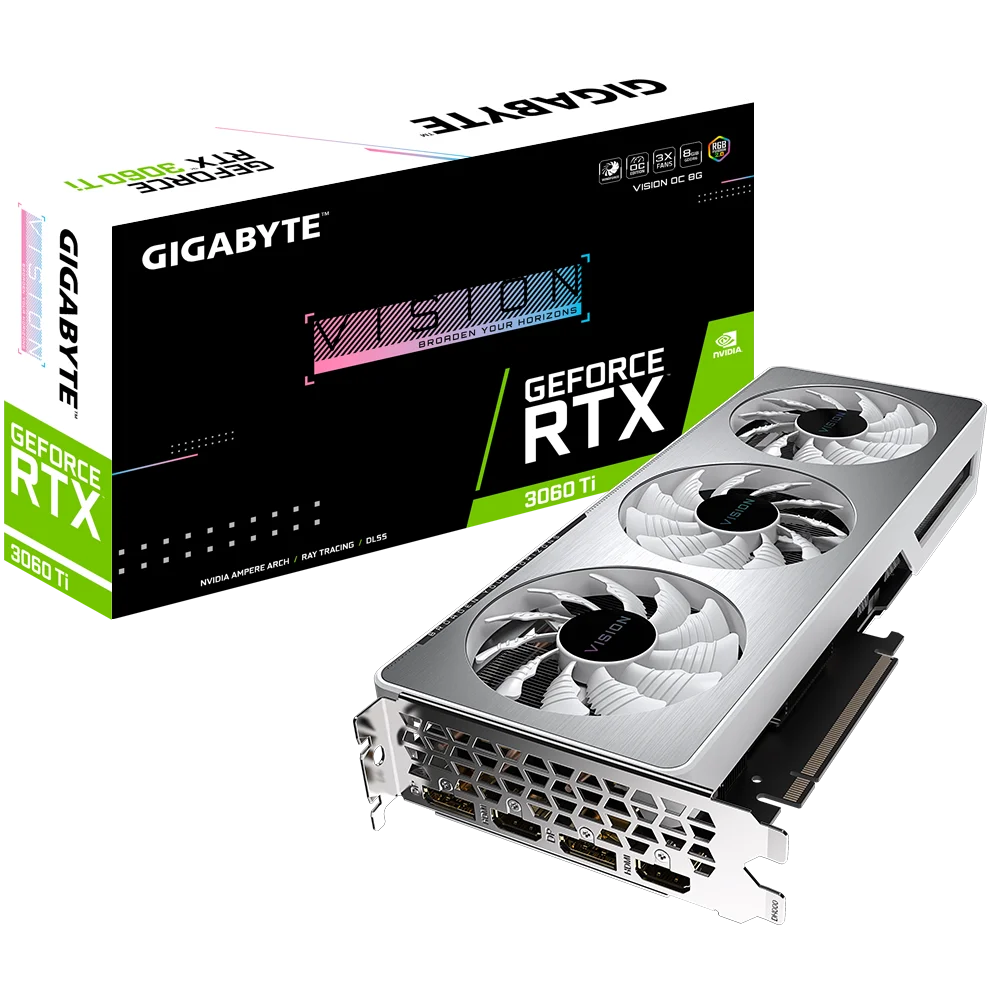 Игровая видеокарта GPU 3060 Ti GeForce RTX 3060 Ti VISION OC 8G (rev. 1,0, рев. 2,0)