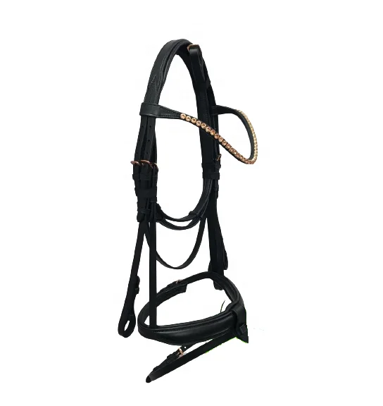 
Horse Raised Leather Bridle with Premium Stones on Brow 
