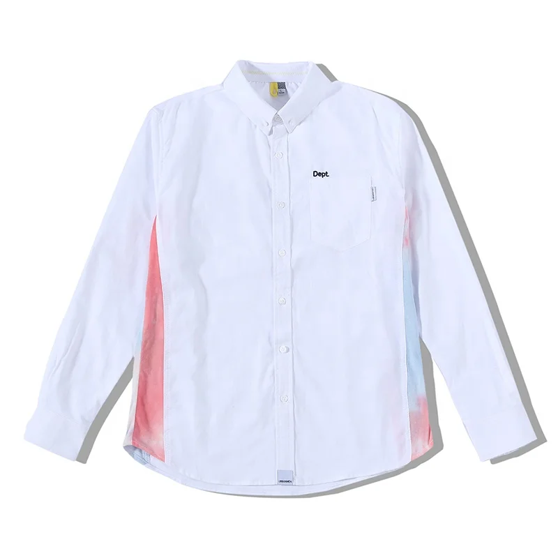 Top sale	Express order Brand Designer Homme staff uniform 3D emboss logo patch CVC panelled full sleeve shirts for men