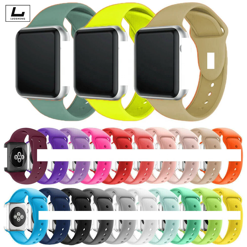 Sporty Silicone Band for Apple Watch 38 40 42 44mm Premium Pin Tuck Type Buckle Wristband Strap Replacement Series 6 5 4 3 2 1
