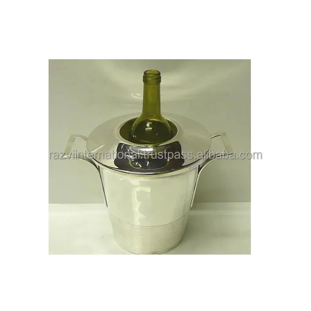 PU Leather Handle Metal Ice Bucket