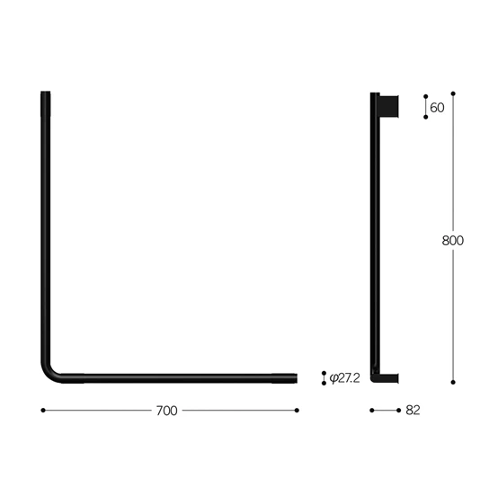 Matte Black L Shape Handicap Grab Bar