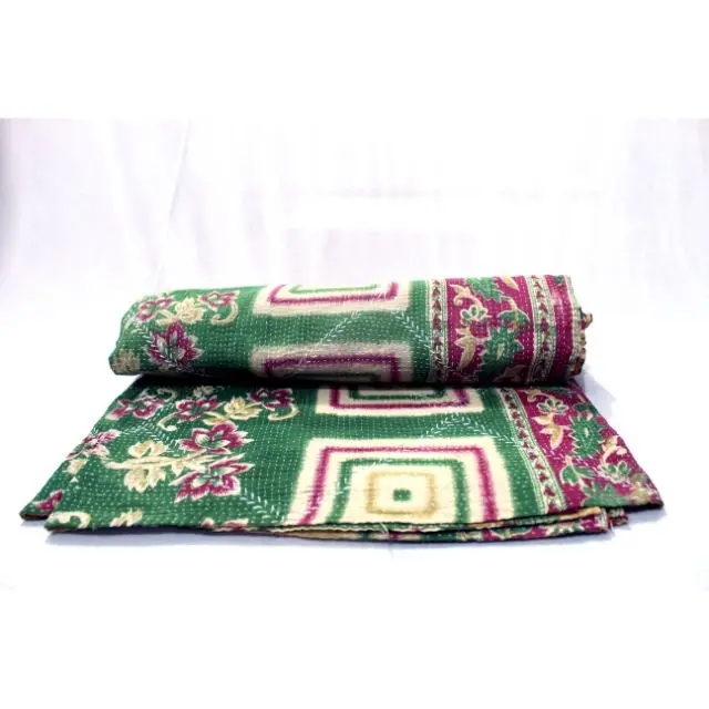 Indian Wholesale Cotton Bedspread Bedding Blanket Medium Throw 100% Handmade Quilt Indian Vintage Kantha