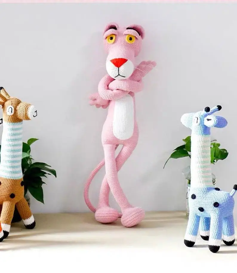 
Amigurumi baby playpens big pink panther crochet toy for kids 