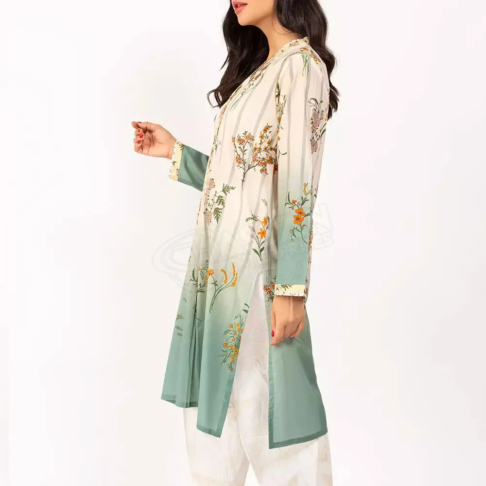 Ladies Casual Wear Kurtis in Floral Printed with Customized Design OEM Service Adults Women Kurti India & Pakistan PK Support