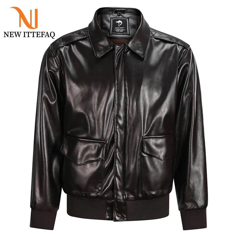 
ReFire Gear MA-1 Faux Leather Jackets Men Winter Warm Military Bomber Pilot Jacket Tactical Police Casual Thick PU Leather Coats 