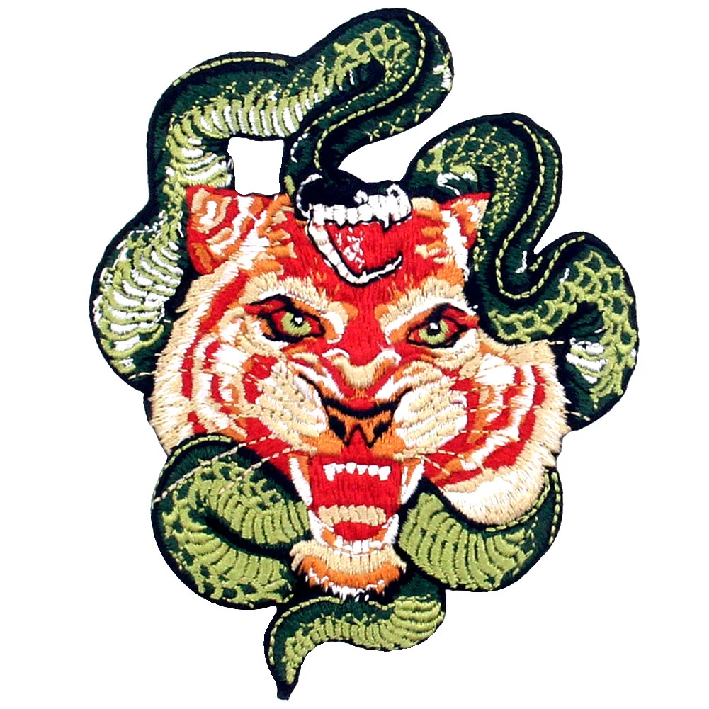 Manufacturer Quality Custom patches iron logo embroidery patch for clothing Tiger animal patches 3D
