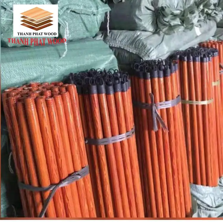 High Quality Vietnam-Made Eucalyptus Wood Broom Handle with PVC Coating Household Plastic Dustpan Mop Cleaning Broom Head Sale