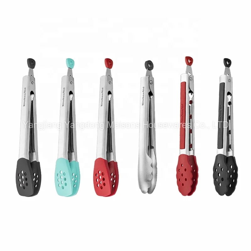 Maisons Kitchen Accessories Stainless Steel with Non Stick Silicone Tips Multifunctional Grill Food Tongs