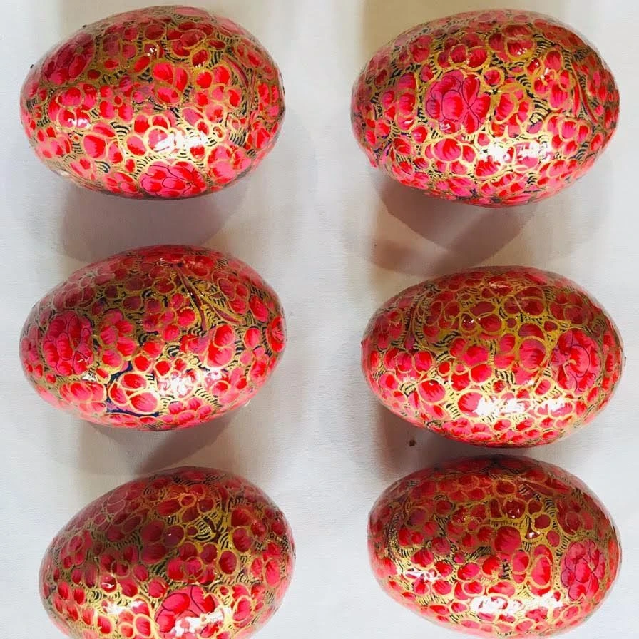 PAPER MACHE WOODEN EASTER EGGS, handmade easter eggs