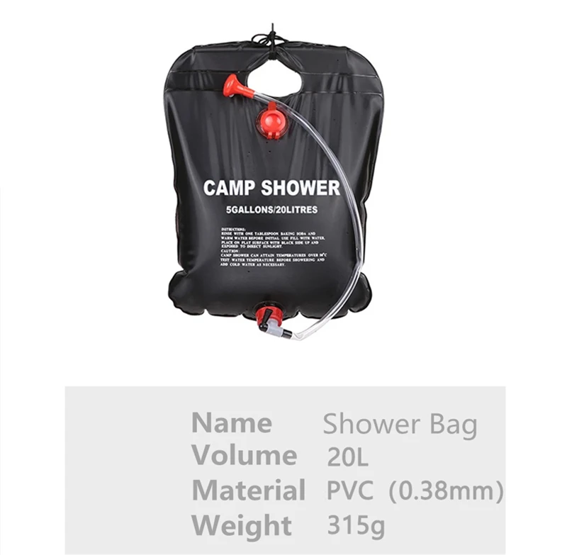 High Quality 20 Litres Water Shower Bag for Outdoor in Black Color