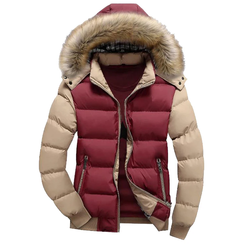 new Wolf Fur Puffer Down Filled Quilted Detachable Removable Hood Men Canada Parka Down Coat Jacket