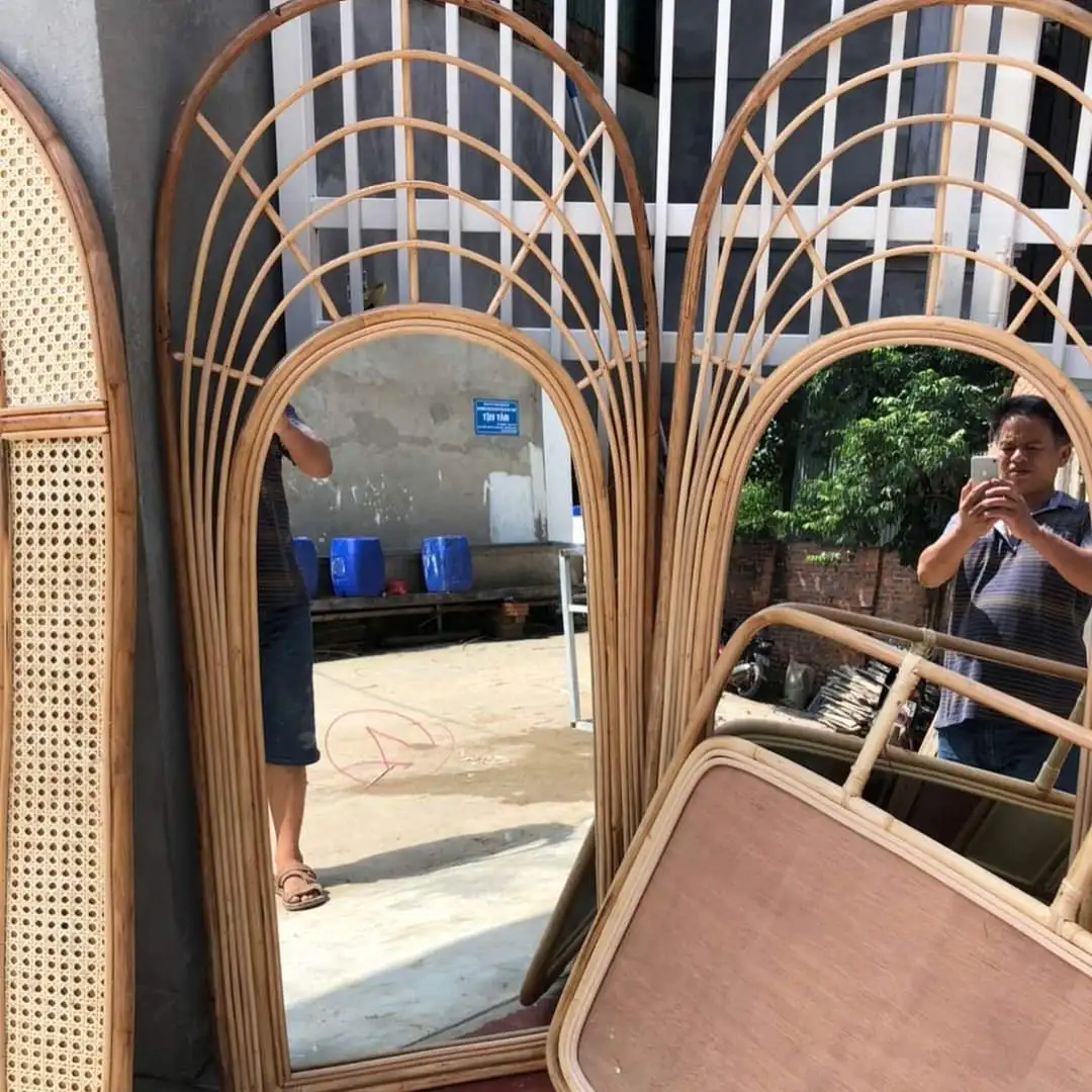 Плетеный материал из ротанга домашняя мебель традиционный дизайн стиль современный внешний вид зеркало в форме