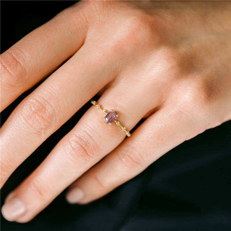 CANNER In Stock Jewelry 18K Gold Plated 925 Sterling Silver Purple Zircon Ring For Woman Ladies