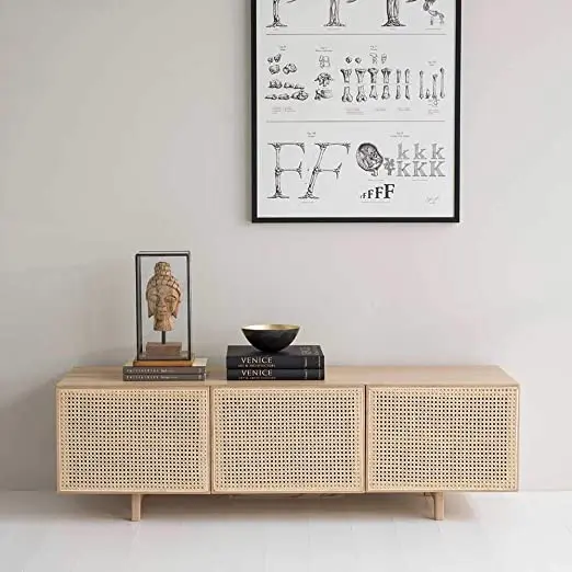 Modern Rattan TV Table Cabinet Stand Living Room Furniture