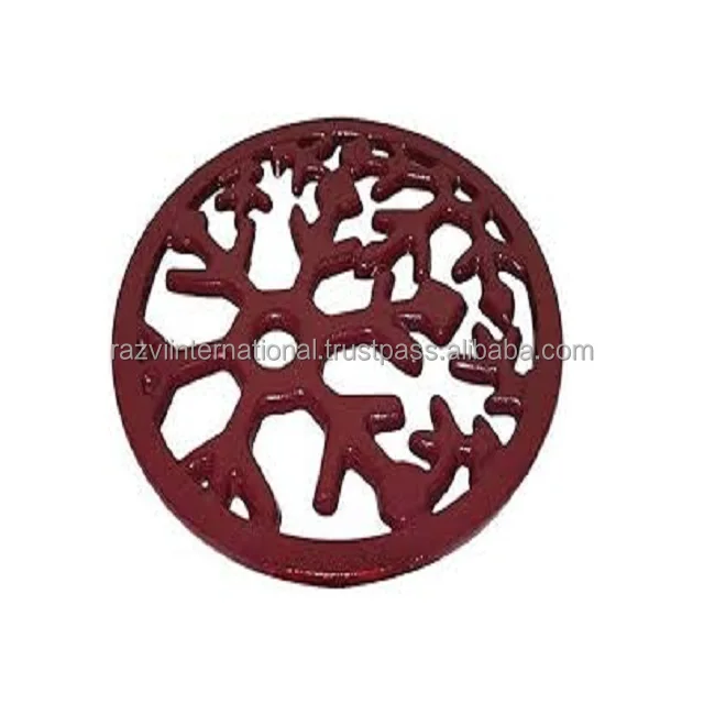 Pomegranate shape metal aluminium grey powder coated metal trivet