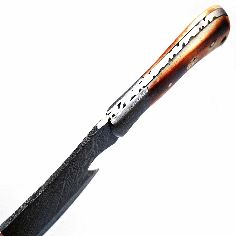 
Custom Handmade damascus Steel Viking Style Axe Camping Axe High Quality Tactical Axe Hatches With leather sheath AX-28 