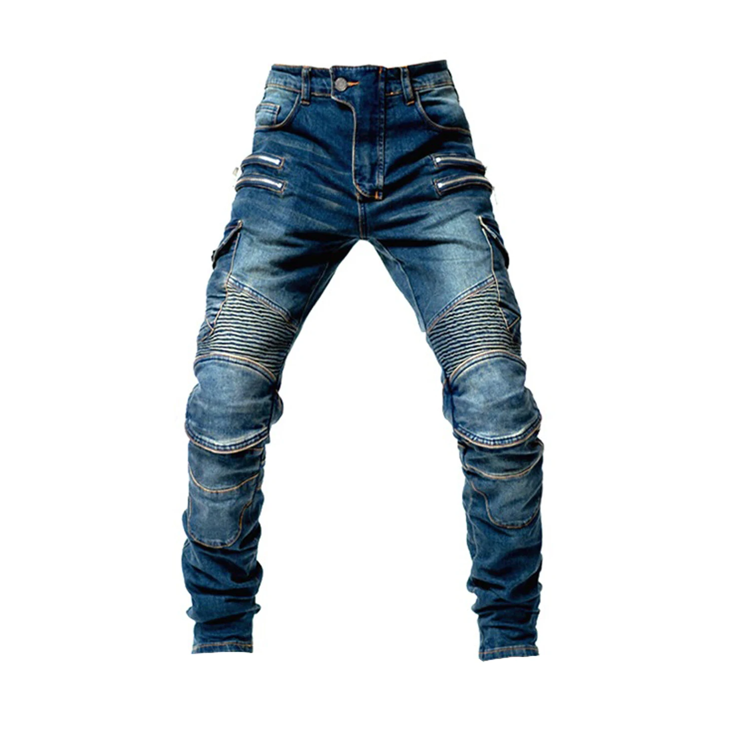 latest style Fashionable ribbed jeans with level 2 CE protectors, AA Rated Kevlar Jeans for men, Prime Protection