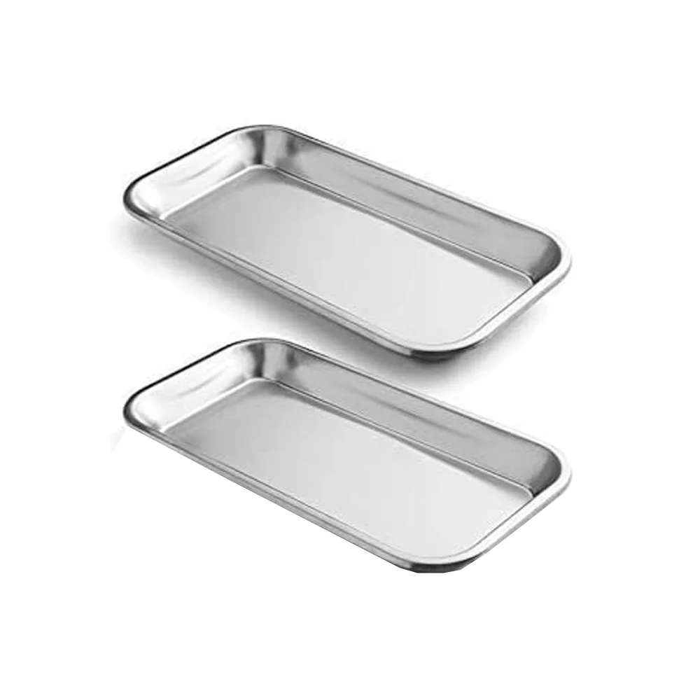 Stainless Steel Instrument Tray Lab Instrument Dental Tool Organizer Holder with Lid and Handle Grip.