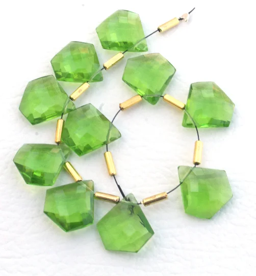 peridot quartz diamond shape stone faceted gemstone top drilled gemstone handmade stone jewelry making gemstone faceted quartz