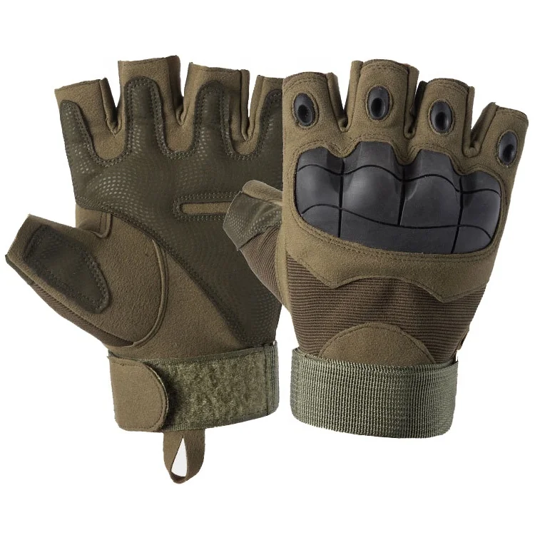 Custom Logo Non-slip Outdoor Half Finger Hiking Hunting Motorcycle Tactical Fingerless Hard Knuckle Gloves