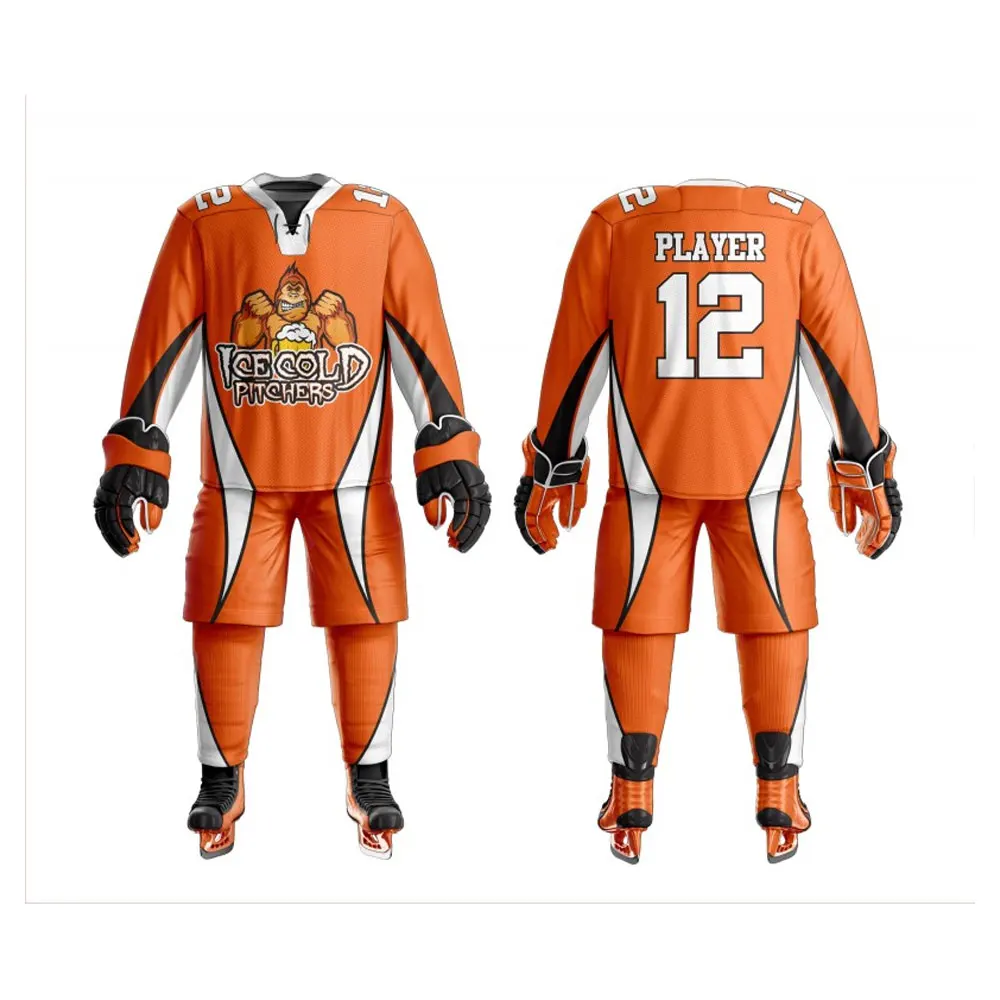 Latest Ice Hockey Sublimation Print 100% Polyester Or Customized Fabric Ice Hockey Jersey With Custom Logo Latest Style